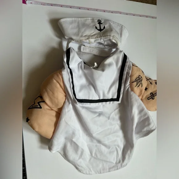 Bootique Dog Popeye Sailor Muscle Man Costume White Size M - Picture 2 of 4